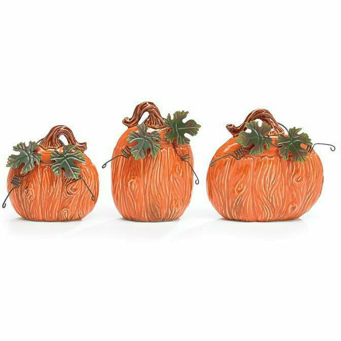 Burton and Burton HOLIDAY: FALL PORCELAIN WOOD GRAIN TEXTURED PUMPKINS