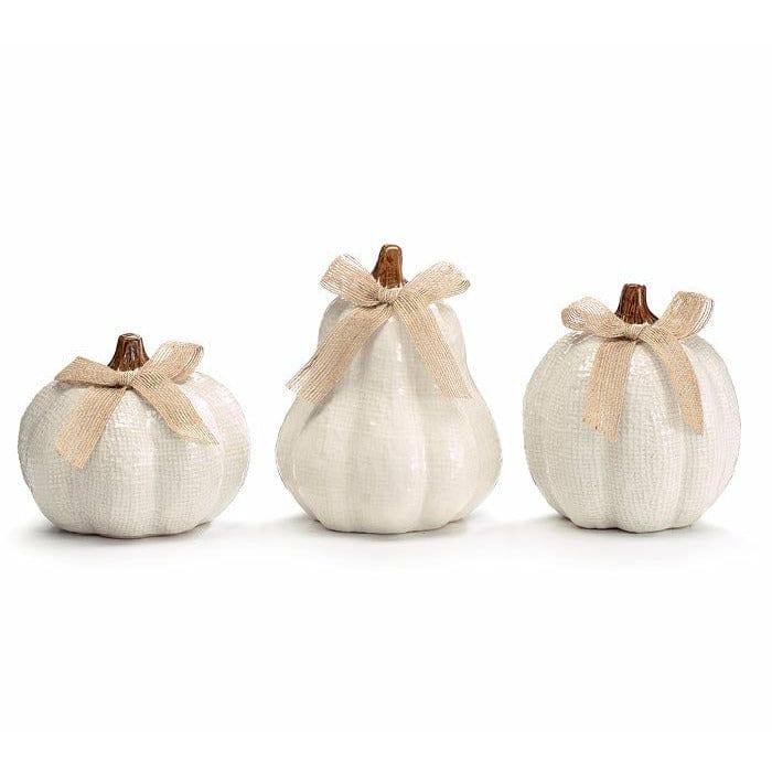 Burton and Burton HOLIDAY: FALL Small OFF WHITE CERAMIC PUMPKINS DECOR