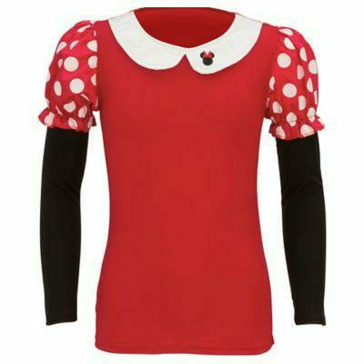 COSTUMES USA COSTUMES: ACCESSORIES Med (8-10) Minnie Mouse Puff Sleeve Shirt-Child's