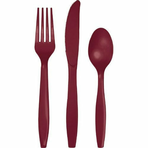 Creative Converting BASIC Premium Burgundy Assorted Plastic Cutlery