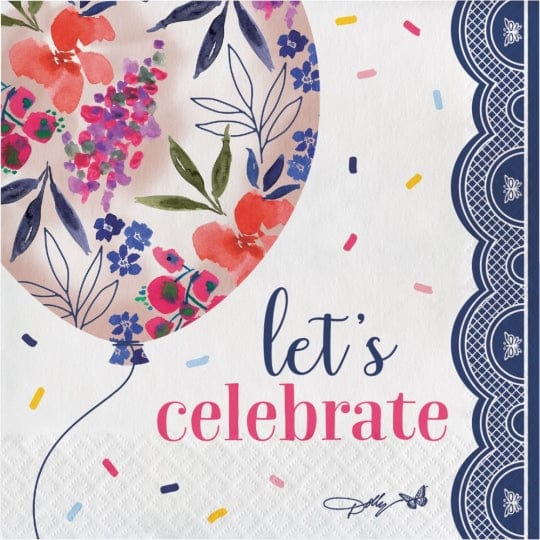 Creative Converting BIRTHDAY The Dolly Parton Collection - Celebrate Floral Let&#39;s Celebrate Lunch Napkins