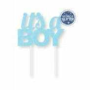 Creative Converting Blue Glitter Its a Boy Cake Topper