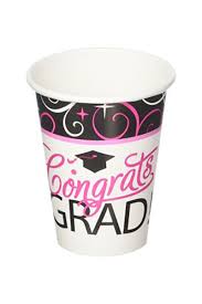 Pink &amp; Black Graduation Cups - 18 Ct