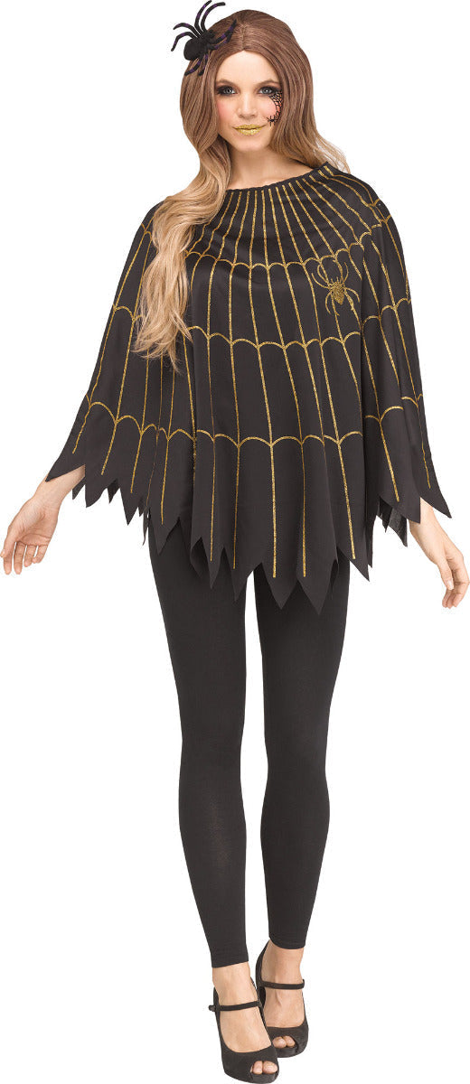 FUN WORLD COSTUMES: ACCESSORIES Gold Glitter Spider Web Poncho