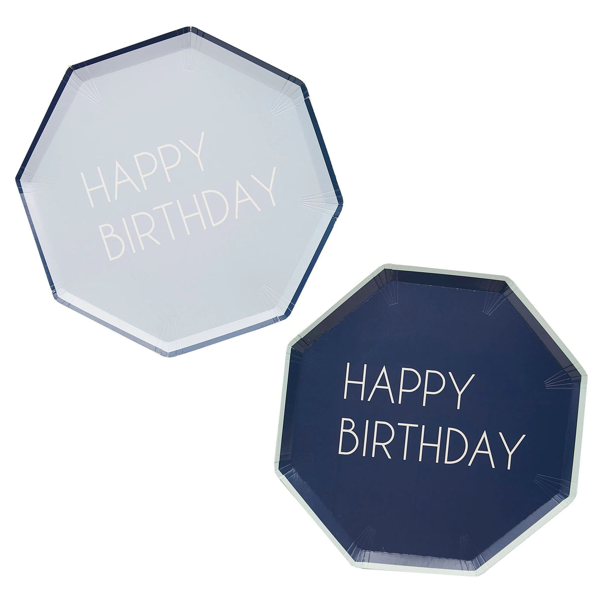 Ginger Ray BIRTHDAY Ginger Ray Happy Birthday Blue Octagon Eco Paper Plates, 9 1/2&quot;