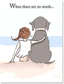 Girl with Arm Around Dog on Beach Encouragement Card