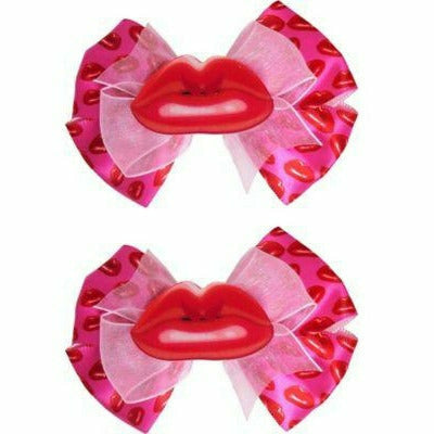 M&amp;J Trimming Company HOLIDAY: VALENTINES Kiss Lip Hair Bows 2ct Valentine&#39;s Day