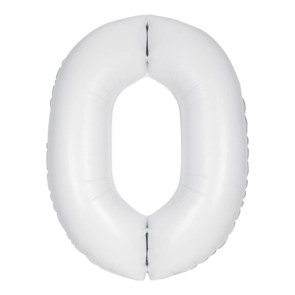 34&quot; Giant Foil White Number Balloon 0