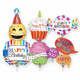 Mayflower Distributing BALLOONS 14&quot; Air Filled - Birthday Balloons On A Stick