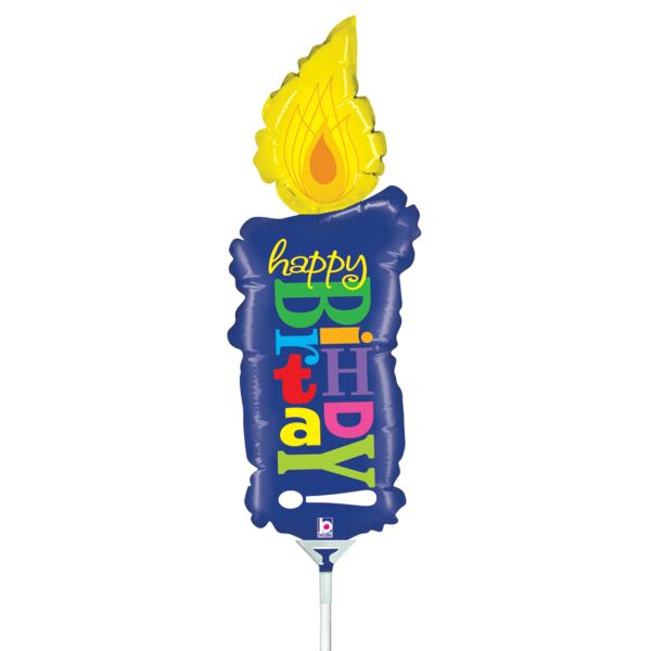 Mayflower Distributing BALLOONS 14&quot; Air Filled - Birthday Candle Balloon On A Stick