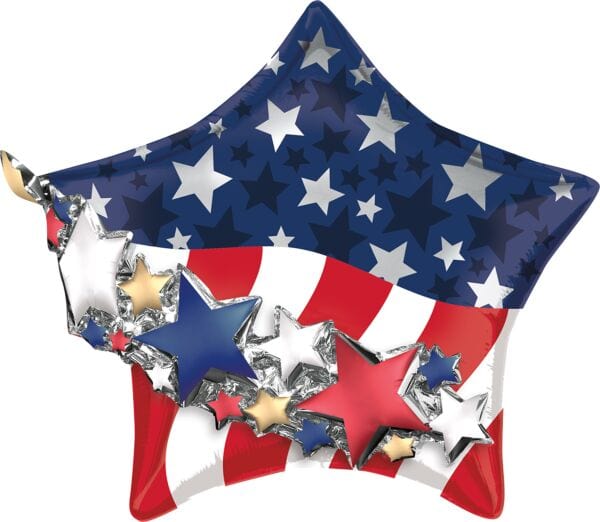 Mayflower Distributing BALLOONS 27&quot; Satin Patriotic Garland Multi Foil Balloon