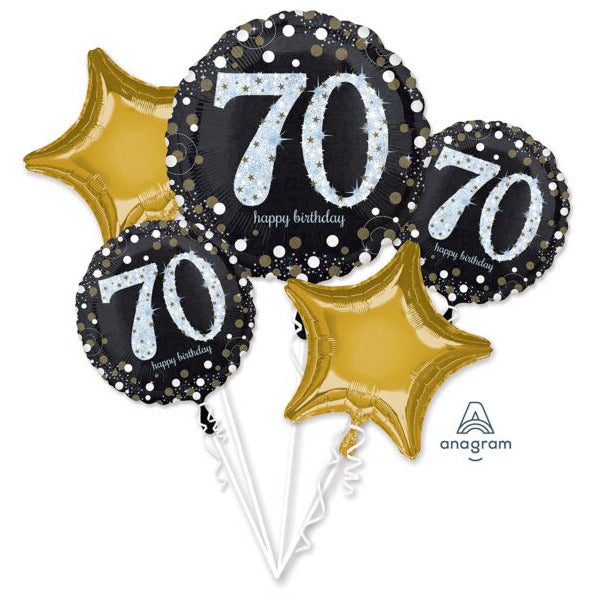 Mayflower Distributing BALLOONS 329 70th Birthday Sparkling Balloon Bouquet