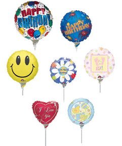 Mayflower Distributing BALLOONS 4&quot; Air Filled - Birthday Balloons On A Stick