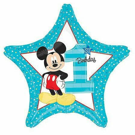 Mayflower Distributing BALLOONS 486 Mickey Mouse 1st Birthday Star 19&quot; Mylar Balloon