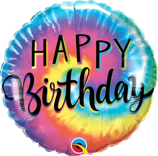 Mayflower Distributing BALLOONS 641 18" Birthday Tie Dye Swirls Foil Balloon