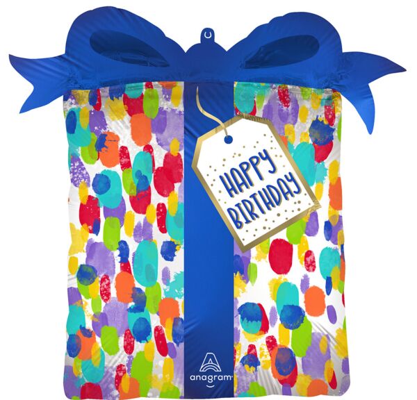 Mayflower Distributing BALLOONS 642 27" Satin Painterly Dots Birthday Foil Balloon