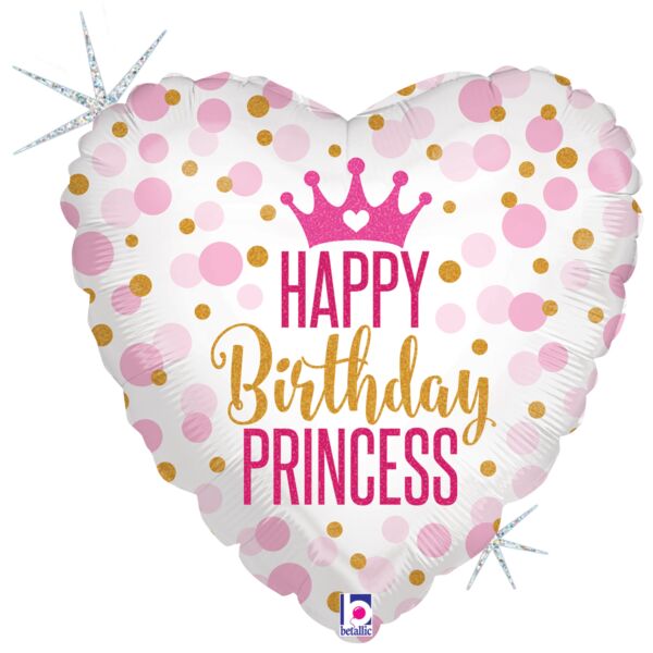 Mayflower Distributing BALLOONS 9&quot; Glitter Birthday Princess Balloon On A Stick