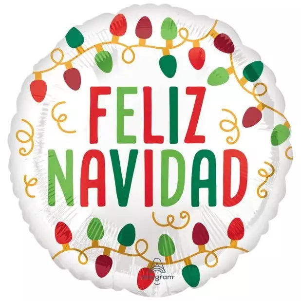 Mayflower Distributing BALLOONS E002 17&quot; Feliz Navidad Christmas Lights Foil Balloon