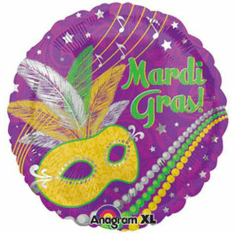 Mayflower Distributing BALLOONS Festive Mardi Gras 18" Mylar Balloon