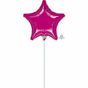 Mayflower Distributing Fuchsia Foil Star Balloon On A Stick