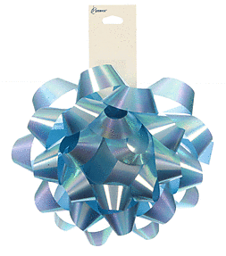 Mayflower Distributing GIFT WRAP 4&quot; Iridescent Bow - Light Blue