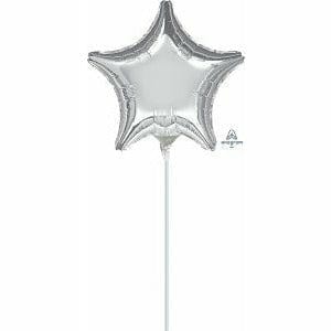 Mayflower Distributing Silver Foil Star Balloon On A Stick