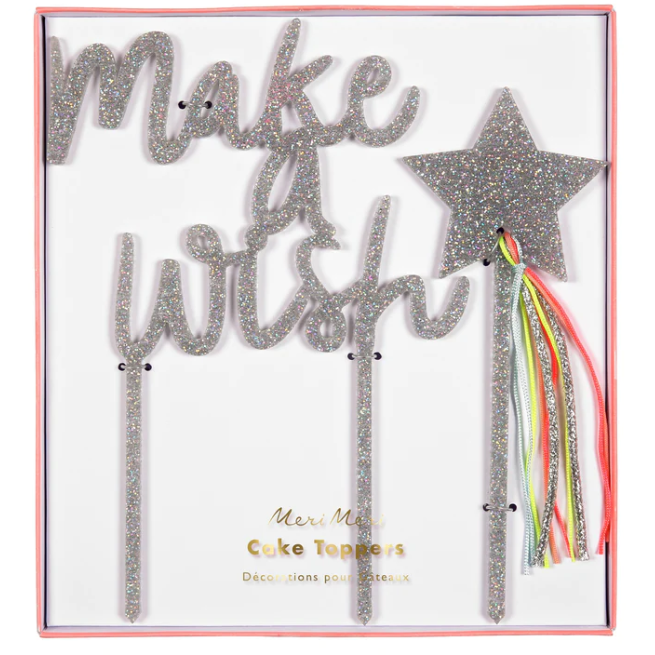 Meri Meri BOUTIQUE Meri Meri Make A Wish Acrylic Cake Toppers