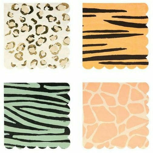 Meri Meri BOUTIQUE NAPKINS Safari Animal Print Lunch Napkins