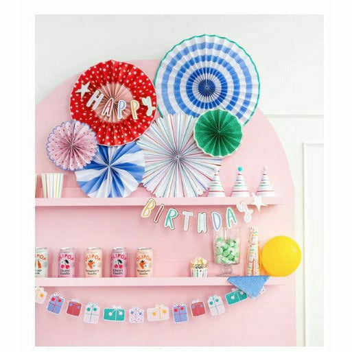 My Mind's Eye BIRTHDAY OUI PARTY BIRTHDAY PARTY FAN SET - 6 FANS