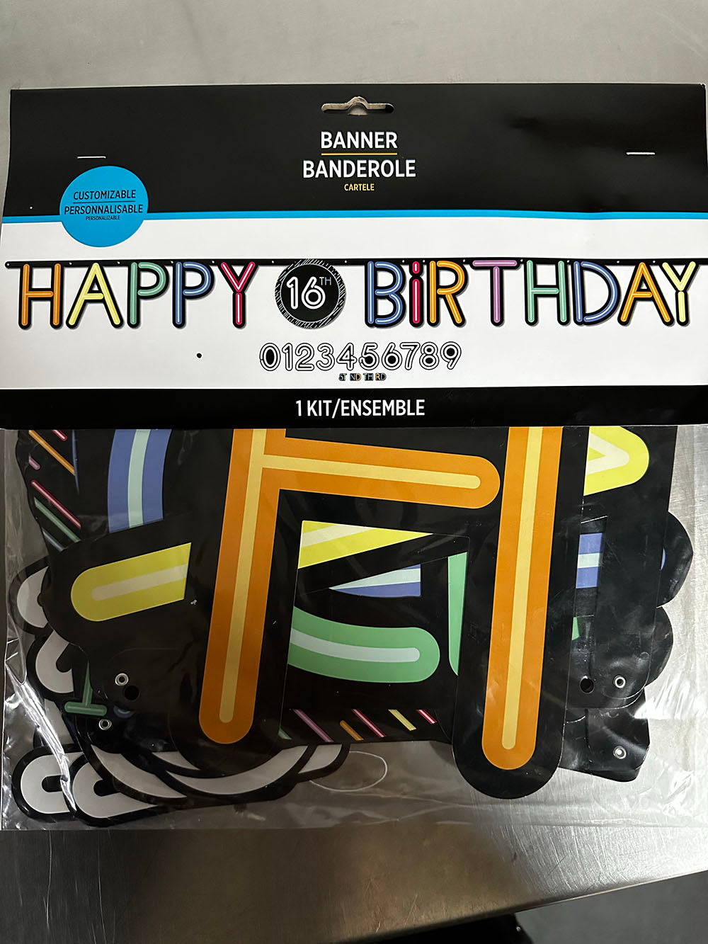 Neon Happy Birthday Banner 1pc