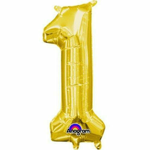 Nikki's Balloons BALLOONS 1 16" Gold Number Air-Filled Mylar Balloon