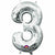 Nikki's Balloons BALLOONS 3 16" Silver Number Air-Filled Mylar Balloon