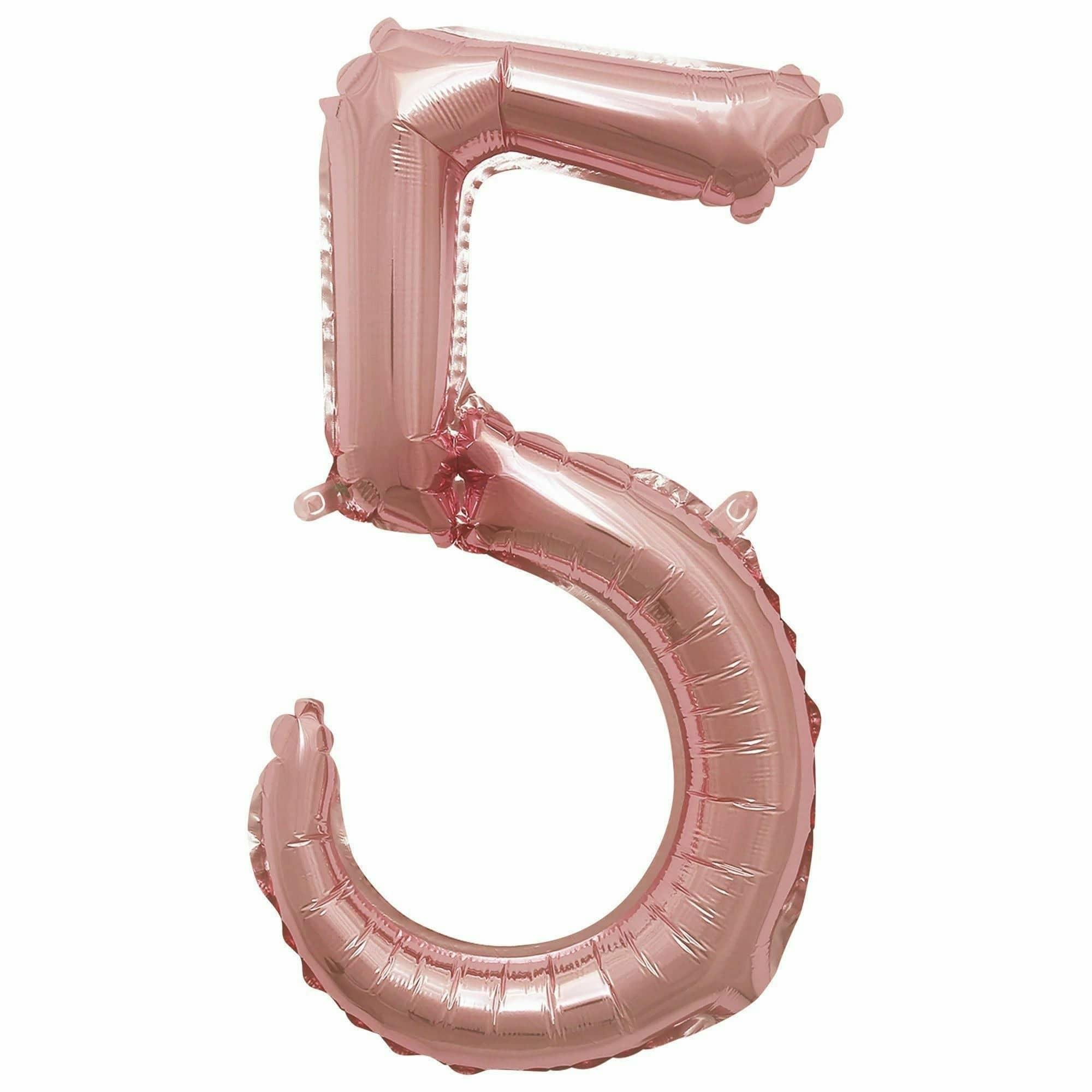 Nikki's Balloons BALLOONS 5 Rose Gold Script Number Air-Filled Mylar Balloon