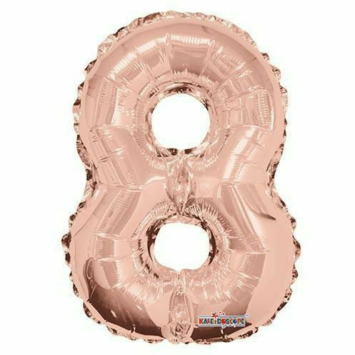 Nikki's Balloons BALLOONS 8 14" Rose Gold Number Air-Filled Mylar Balloon