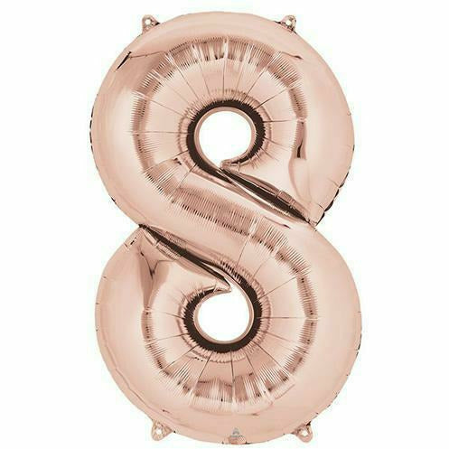 Nikki's Balloons BALLOONS 8 800's 34" Rose Gold Number Balloon