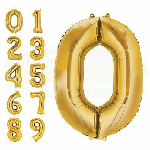 Gold Number Balloons