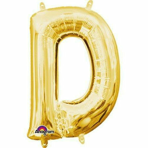 Nikki's Balloons BALLOONS D 16" Gold Letter Air-Filled Mylar Balloon