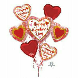 Nikki&#39;s Balloons BALLOONS Happy Valentine&#39;s Day Marble Heart Trio