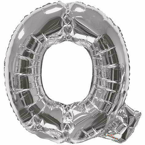 Nikki's Balloons BALLOONS Q 600's 34" Silver Letter Mylar Balloon