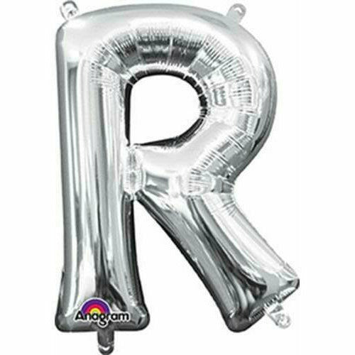 Nikki's Balloons BALLOONS R 16" Silver Letter Air-Filled Mylar Balloon