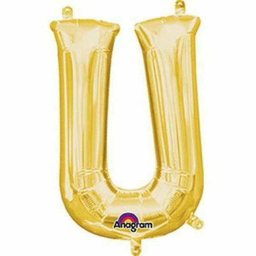 Nikki's Balloons BALLOONS U 16" Gold Letter Air-Filled Mylar Balloon