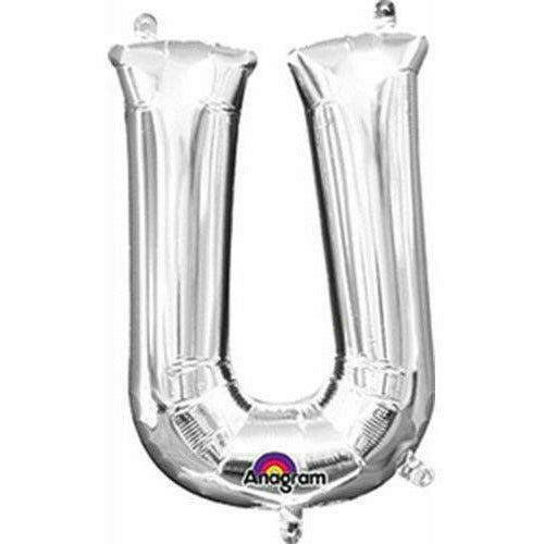 Nikki's Balloons BALLOONS U 16" Silver Letter Air-Filled Mylar Balloon