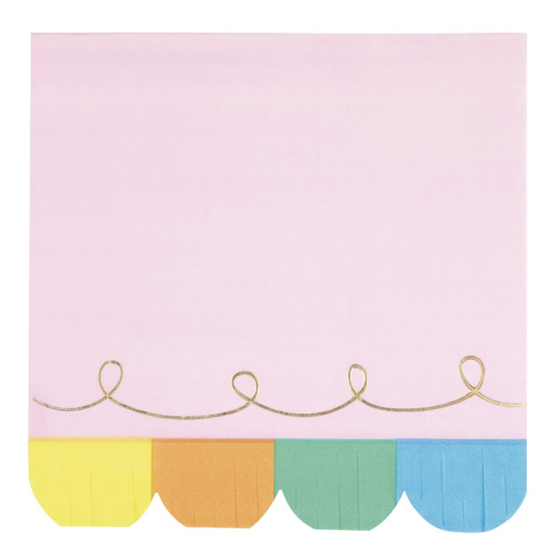 Rainbow Birthday Sweets Fringe Luncheon Napkins