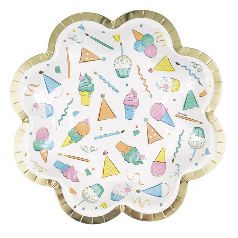 Rainbow Birthday Sweets Shaped-Edge 8.25&quot; Plates