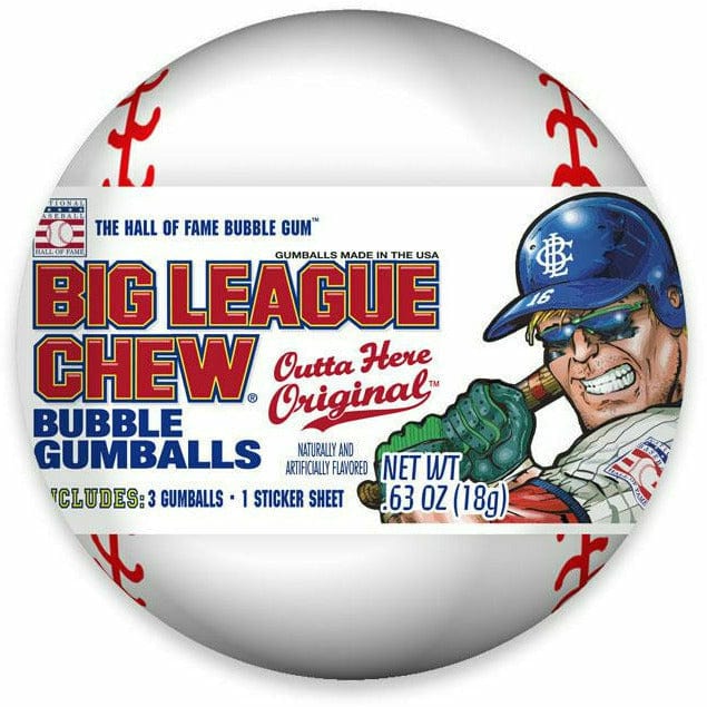 Redstone Foods Inc CANDY BIG LEAGUE CHEW BASEBALL W/ GUMBALLS, STICKERS &amp; TATTOO