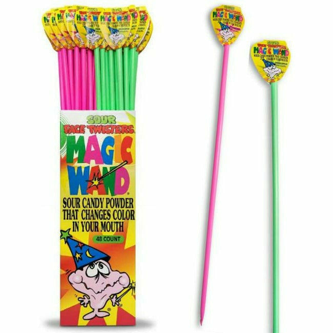 Redstone Foods Inc CANDY Bright Pink FACE TWISTERS-COLOR CHANGING CANDY MAGIC WAND-2 FLAVORS