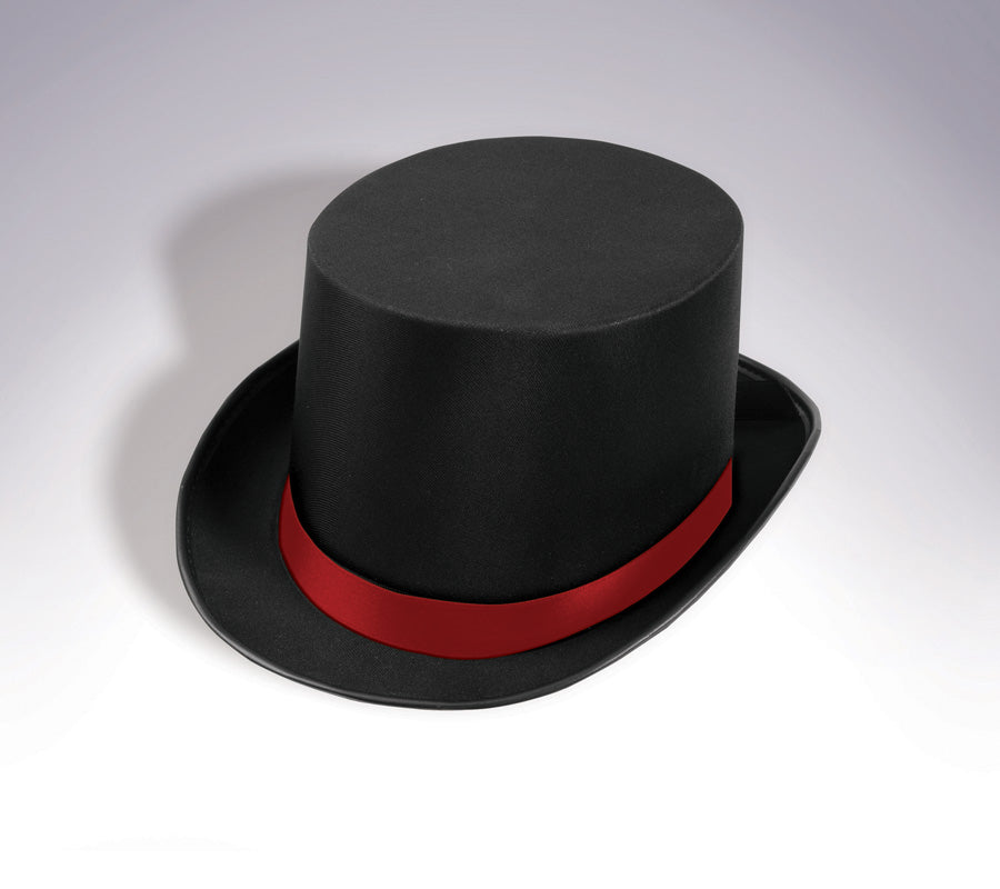 Rubie&#39;s COSTUMES: HATS BLACK SATIN TOP HAT W/RED BAND