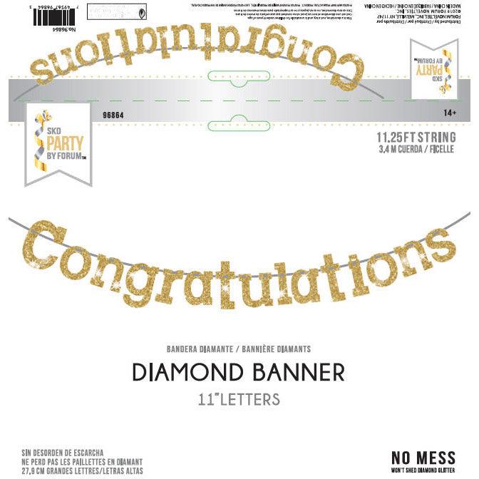 Rubies Congratulations gold diamond banner