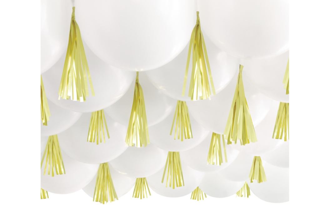 White Latex Balloon & Foil Tinsel Ceiling Decorating Kit  30pc