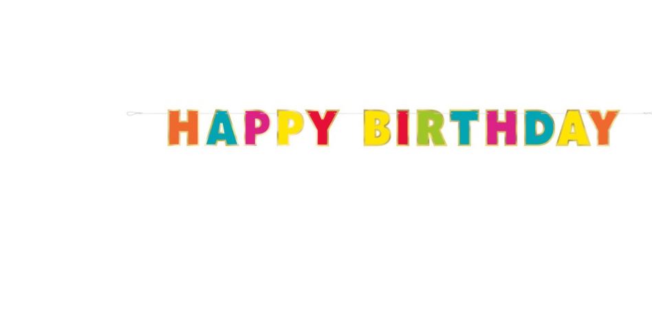 Gold Foil & Rainbow Happy Birthday Banner  7.25 ft